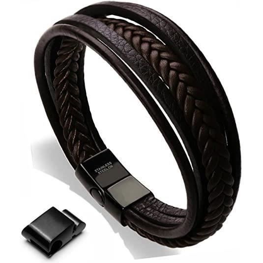 Urtoo Bracelet En Cuir Tressé Ulticouche Pour Hoe Avec Feroir Agnétique, Cuir | Circulaire