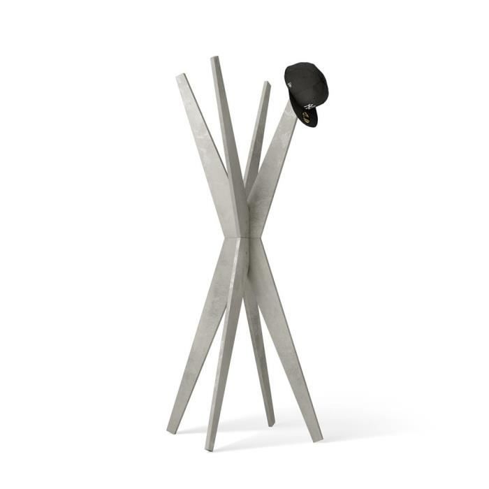 Mobili Fiver, Porte-manteau sur pied Design, Emma, Béton, Mélaminé, Made in Italy