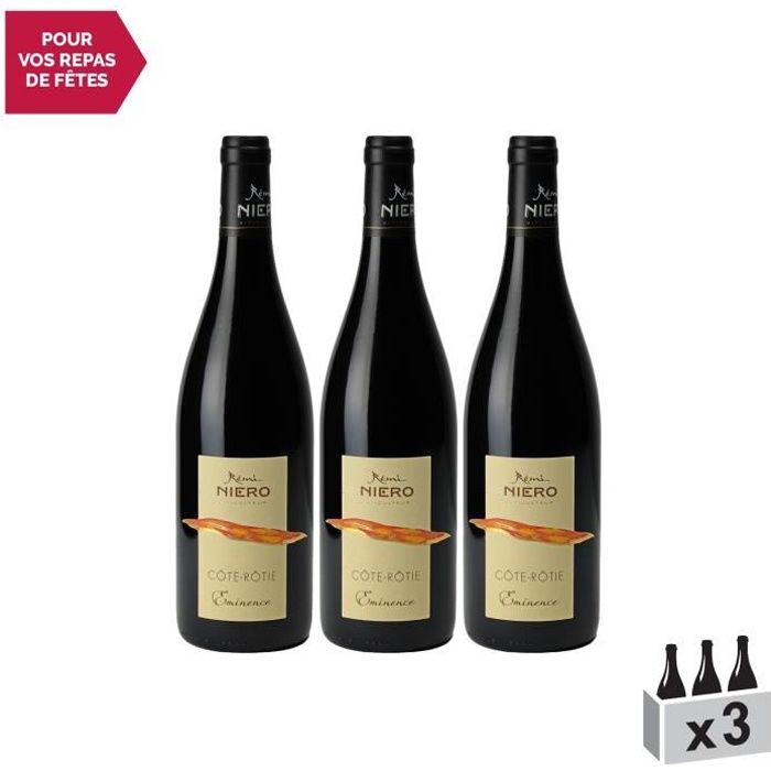Côte Rôtie Eminence Rouge 2019 - Lot de 3x75cl - Rémi Niero - Vin AOC Rouge de la Vallée du Rhône - Cépage Syrah
