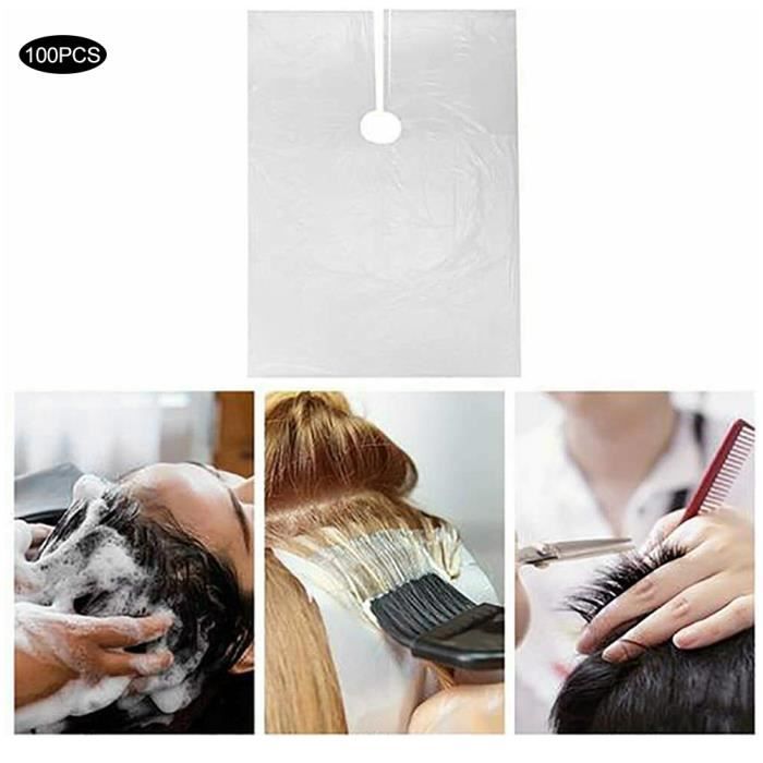 100pcs Tablier de Salon Jetable Cape Housse de Coupe-Cheveux Étanche pour Maison Outils de Coiffeur-NIM
