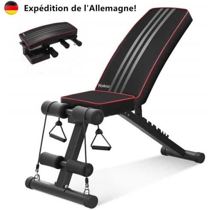 YOLEO Banc de Musculation Pliable Gym Sit-up Fitness Musculation Bras NOIR