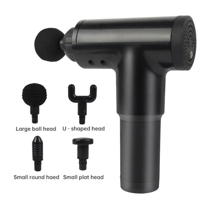 Musle Massage Gun Silencieux Corps Relax Muscle Handheld Massager Pistolet, Dispositif de Vibration Musculaire Sans Fil avec 4 Têtes