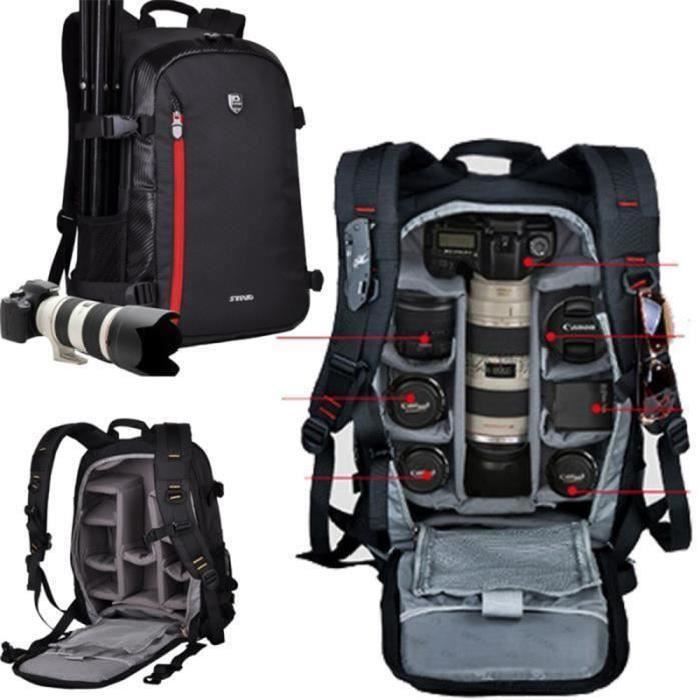 noir sac a dos appareil photo reflex imperméable pour canon pour nikon. sac de voyage. sac photo bandoulière reflex