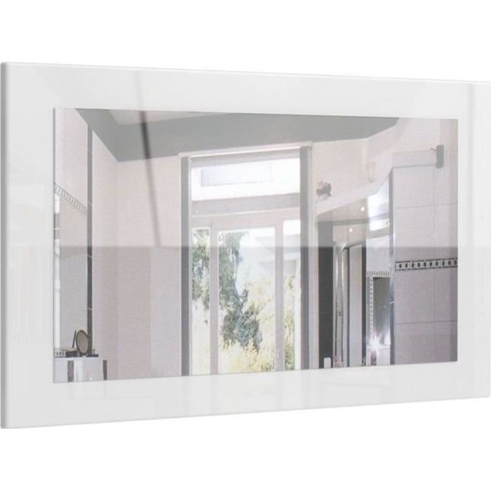 Miroir laqué haute brillance blanc 89 cm