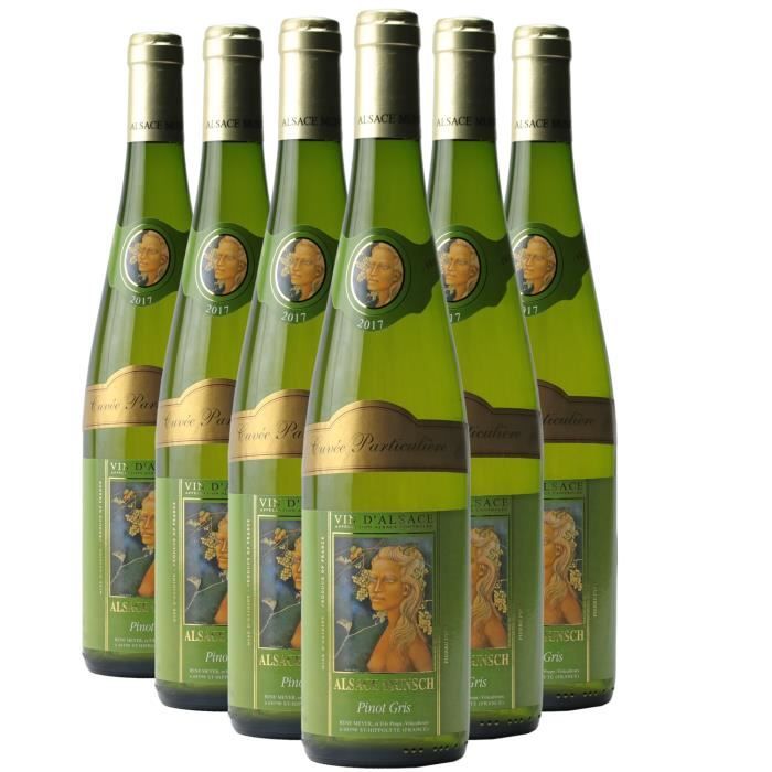 Alsace Pinot Gris cuvée particulière Blanc 2017 - Lot de 6x50cl - Alsace Munsch - Vin AOC Blanc d' Alsace - Cépage Pinot Gris