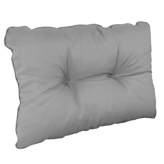 Coussin de dossier 70x40x15 cm GRIS - Coussins pour bancs de jardin, balançoires, meubles en palette, coin lecture ou salon