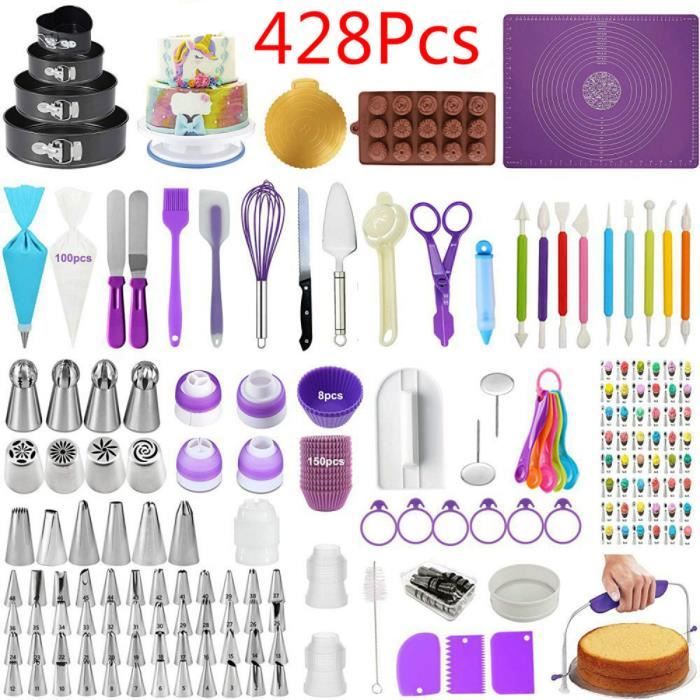 428 Pcs Kit De Fournitures De Décoration De Gâteaux,Ensemble De Cuisson ,Outils De Pâtisserie, Moule À Gâteau Au Fromage