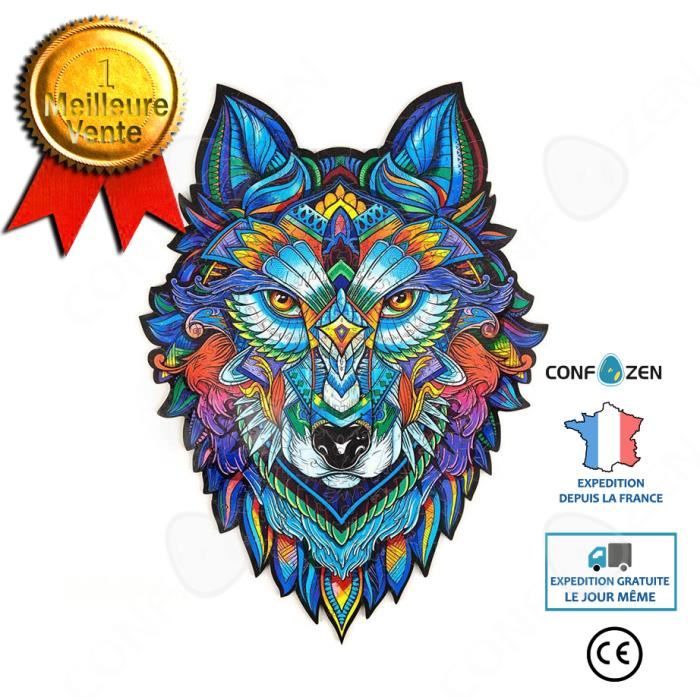 CONFO® Jigsaw Puzzle-Blue Wolf Alien Jigsaw Puzzle Irrégulier en trois dimensions Animal Jigsaw Puzzle Cadeau pour adultes et enfant