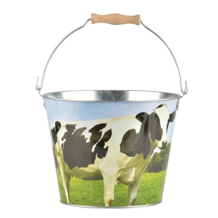Seau Vache en zinc et bois