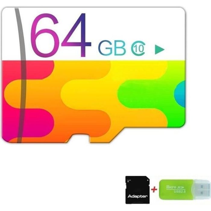 64 Go Carte mémoire Carte micro SD SD V01 Class 10