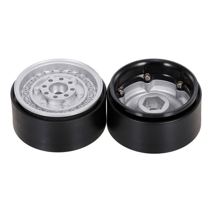 1.9 inch2 Pcs Modèle Simulation Remplacement En Métal Durable Compatible Mises À Niveau Jante Ensemble 1/10 RC Crawler Car Argent