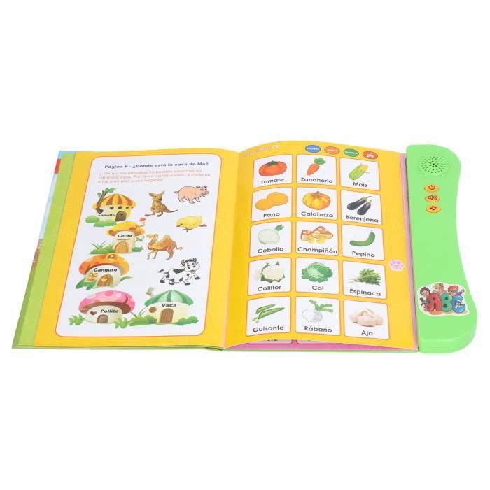 keenso Livre sonore électronique pour enfants Livre sonore électronique langue espagnole chiffres de fruits animaux apprentissage