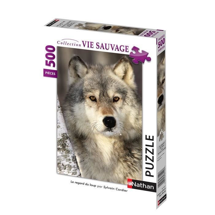 Puzzle 500 pièces Le regard du loup Collection Vie Sauvage NATHAN