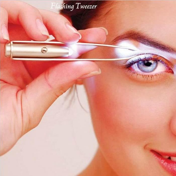 sourcils Pince à épiler avec lumière LED, pour femme en acier inoxydable de précision Make Up spot Lumière LED épiler