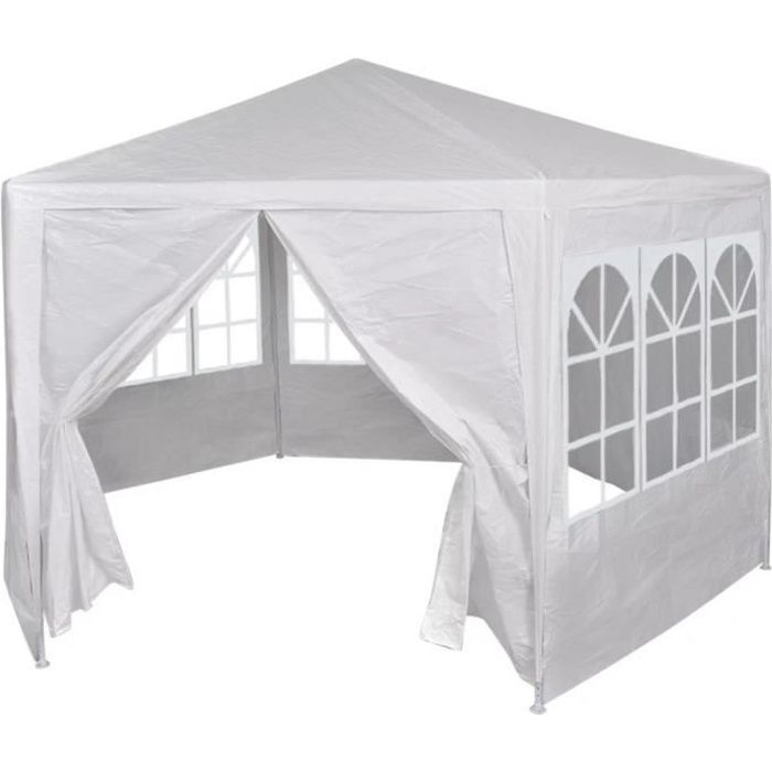 Chapiteau Tonnelle de Jardin Barnum Tente pavillon Robusteavec 6 murs latéraux blanc 2x2 m