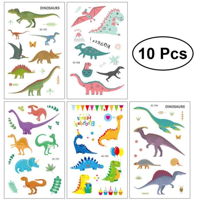 Autocollants de tatouage de dinosaure décoratif mignon dessin animé fête faveur autocollants de pour enfants enfant en bas âge