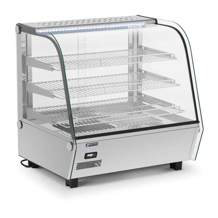 Vitrine Chauffante Présentoir Chauffant Cantines À Poser 120L 3 Étages 64cm Inox