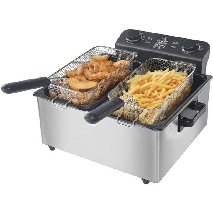 Senya friteuse électrique cuve amovible inox doubles thermostats 6L Family Fryer, SYCK-DF006