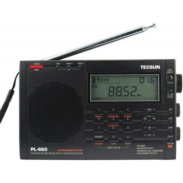 TECSUN PL-660 Récepteur Radio à Ondes Courtes, AM-FM-LW-SW-SSB et aérienne (118-137 MHz)