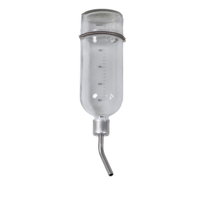 Biberon à eau en verre . contenance 769 ml. pour rongeurs.-Vadigran 25,000000 Transparent