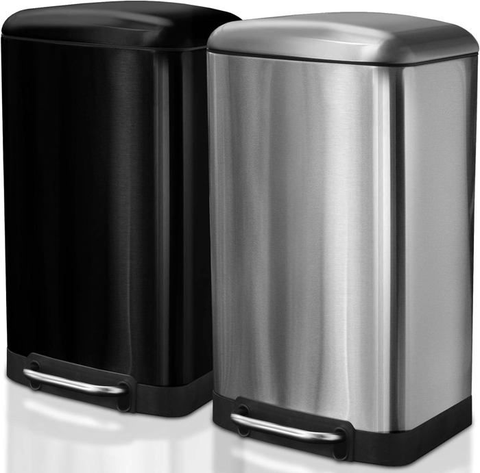 Poubelle à Pédale 30 Litres Avec Couvercle Soft Close - Seau Intérieur Amovible - Pour Cuisine, Bureau - Blanc