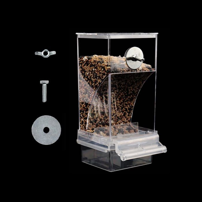 Comparer les prix de Mangeoire Oiseaux Automatique pour Perroquet Transparent,Grande Capacité,Déchargement Automatique,Format Pratique et Économique