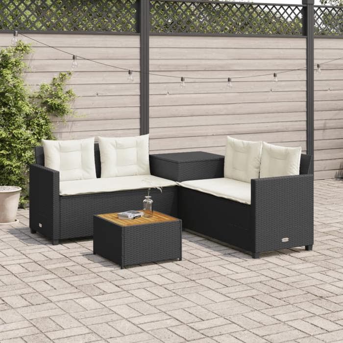 vidaXL Canapé de Jardin avec Table et Coussins en Forme de Siège de Terrasse Ensemble de Meuble de Patio Extérieur 362346
