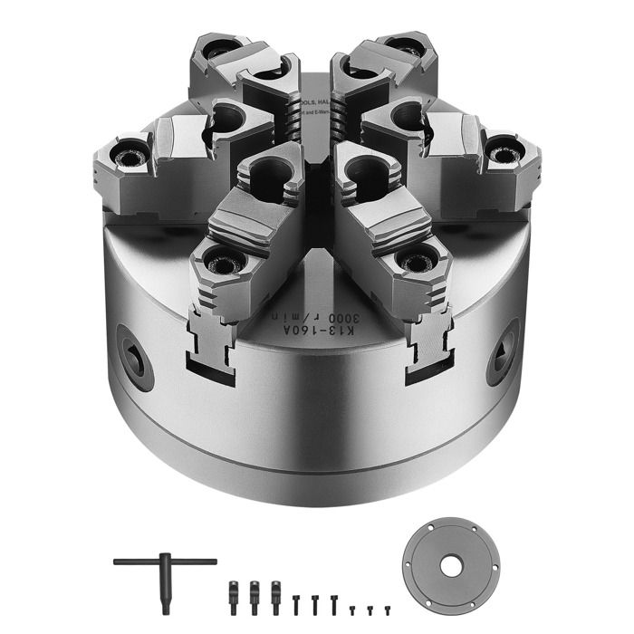 Mandrin De Tour à 6 Mâchoires Auto-centreur 160mm - Plaque Support D1-4, Diamètre Intérieur 40mm