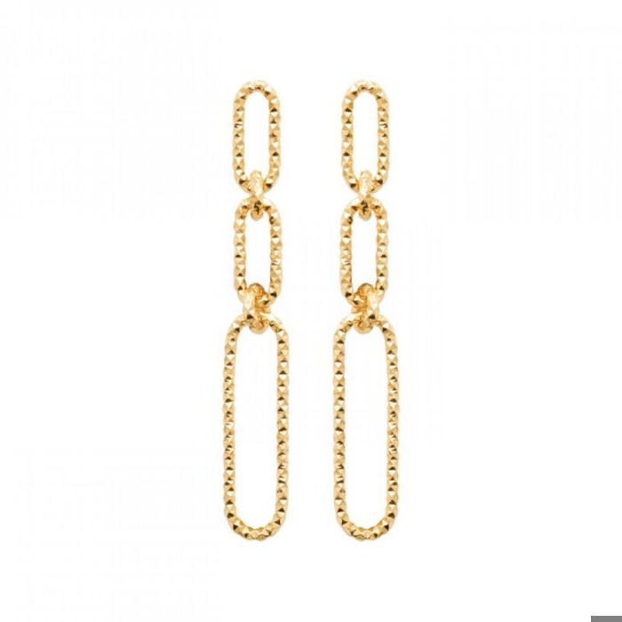 Ancienne Boucle D'oreille Pendante - Plaqué Or - Vintage