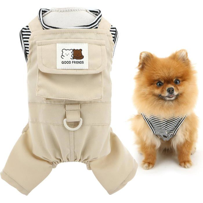 Comparer les prix de Combinaison Pour Chien De Petite Taille Avec Anneau En D Et Poche Rayée – Chemise Confortable Pour Chihuahua Yorkshire Taille M