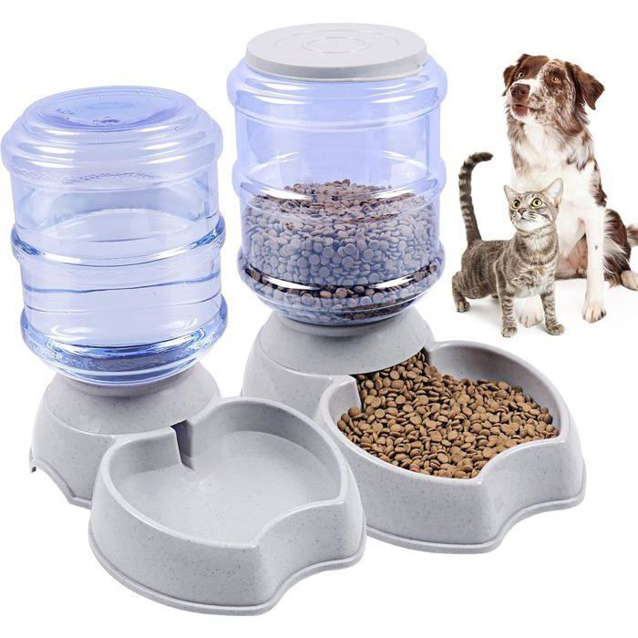 Distributeur automatique de croquettes et deau 38L avec filtration quadruple et lumière LED pour chien et chat YYV