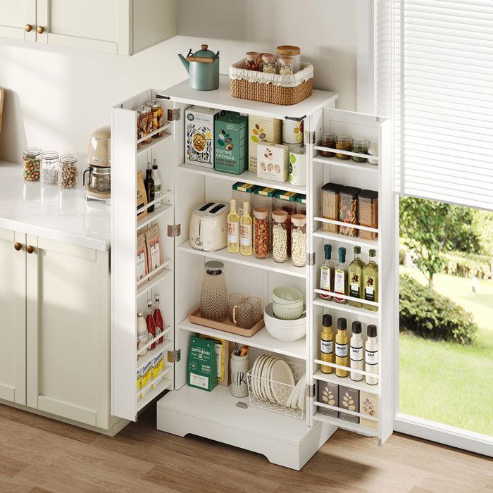 Buffet de cuisine - TRUXEN8 - Style ferme - Éclairage LED - 2 portes - Étagères réglables
