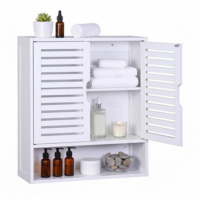 Armoire à Pharmacie Relaxdays 3 Compartiments - Acier Inoxydable Blanche - 45x30x18 Cm
