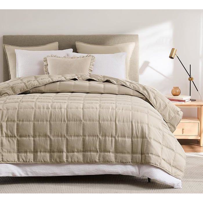 Couvre Lit 2 Personnes 220x240 cm Dessus Lit 2 Personnes Beige Jeté Lit Boutis Matelassage à 220 x 240 cm#Beige JETEE DE LIT