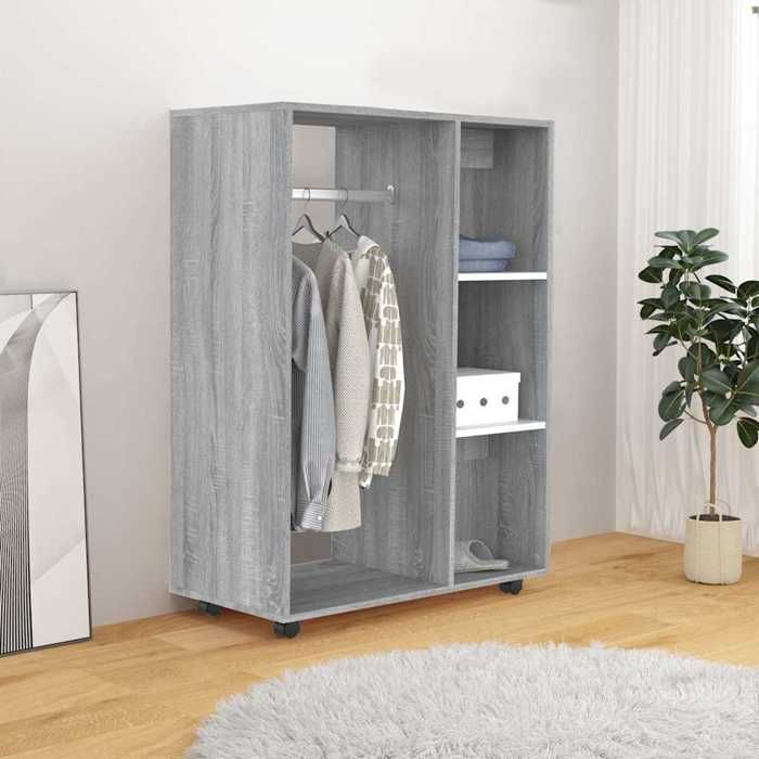 Garde-robe en bois dingénierie - vidaXL - Sonoma gris - 80x40x110 cm - Grand compartiment