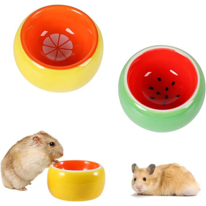 Lot 2 gamelles céramique orange pour hamster/hérisson/rats/souris eau/nourriture