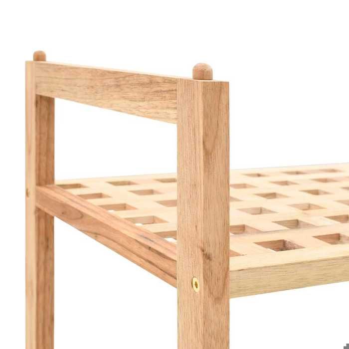 Étagère à chaussures en bois de noyer - WIENS - 69x26x40 cm - Bois massif de noyer - 2 étagères - Beige