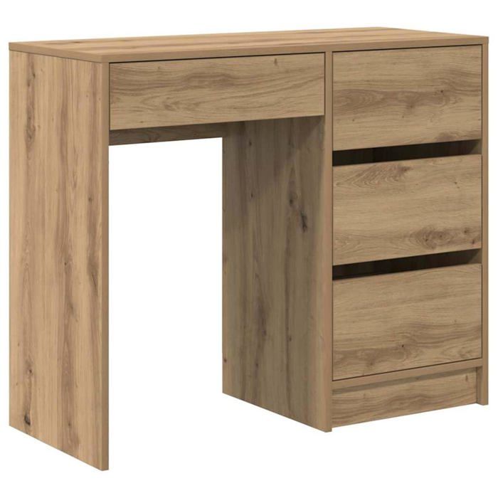 Bureau moderne en bois dingénierie - vidaXL - Chêne artisanal - 90x375x75 cm - Avec tiroirs - Espace de rangement