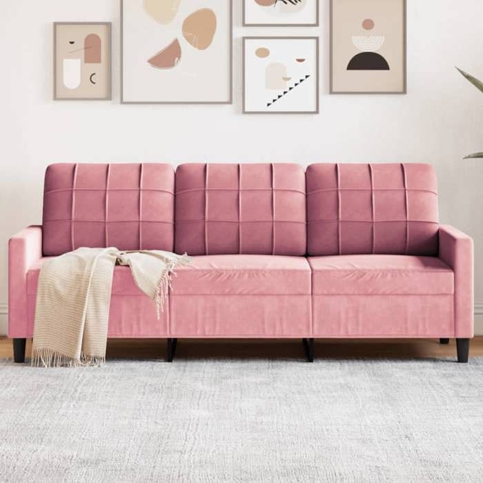 NEW 2026 Canapé moderne - Design ergonomique - pour salon - à 3 places Rose 180 cm Velours L2496