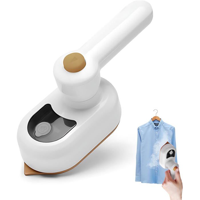 Mini fer à repasser à vapeur de voyage - ZGEER - Chauffage rapide - Semelle antiadhésive - 50 ml - Blanc - 18 cm - Zgeer
