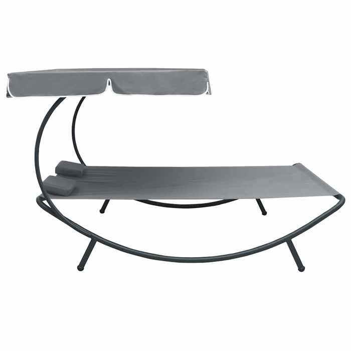（SOLDES Dété）Lit de repos dextérieur1 personneSHIELD Fauteuil long de piscinearrière cour avec auvent et oreillers 200x1