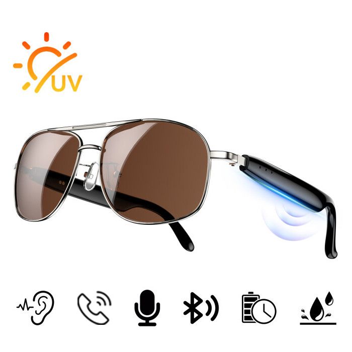 Blackview D1 Pro Lunettes Intelligentes Appels Bluetooth Assistant Vocal Protection UV IPX5 Double batterie 105 mAh Argent