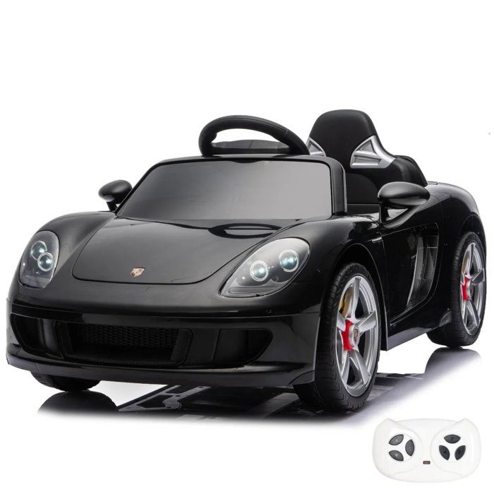 Voiture électrique pour Enfants Porsche Carrera GT - 1 à 5 ans - Version complète - Voiture 12V avec Télécommande - Noir