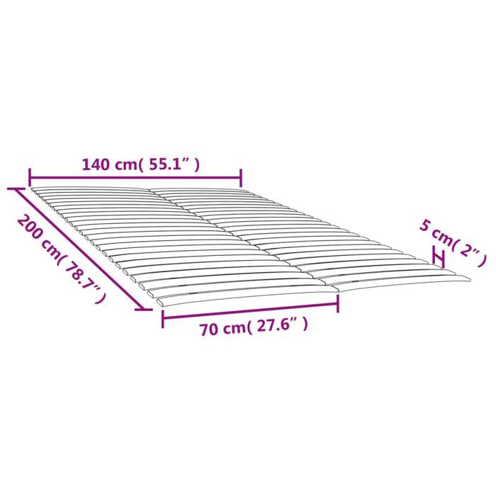 NEUF Cadre de lit - 2 place/personne -  Lattes de rechange pour sommier avec 48 lattes 2 pièces 70 x 200cm FR00_64367743909