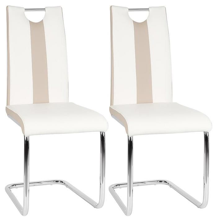 SUPFINE Chaises Salle à Manger Lot de 2 Chaises de Cuisine Moderne avec Dossier Haut Revêtement en Simili (PU) et Pieds en Acier