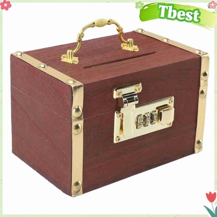 Tbest plateau de monnaie en bois Tbest coffre dargent en bois Boîte de rangement dargent en bois meuble bac Avec bords ourlés