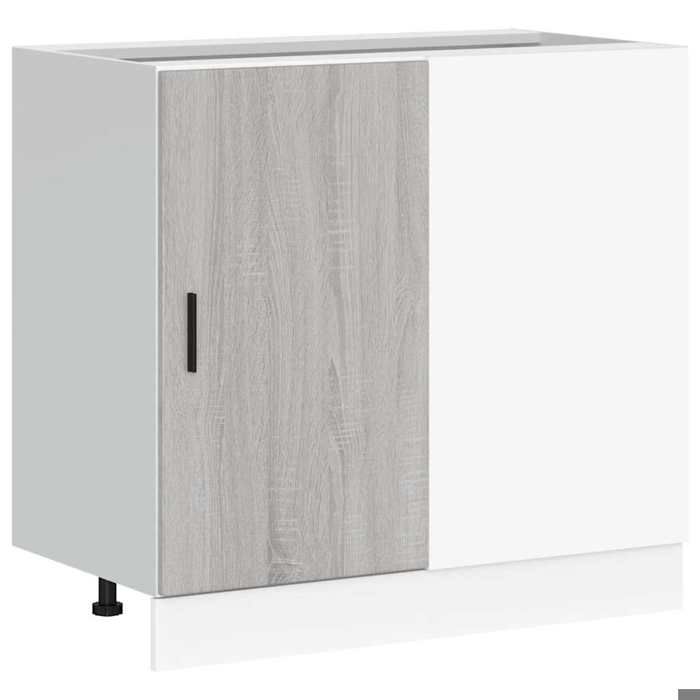 Meuble sous évier Lyon - vidaXL - caisson sous évier - bois dingénierie - sonoma gris - 86 x 46 x 81 5 cm - avec porte{cpv31m}