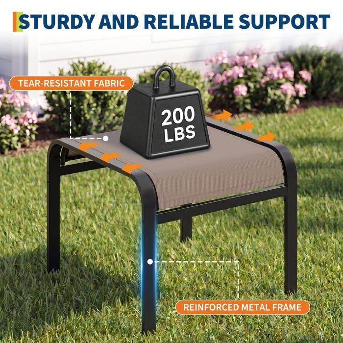 2 tabourets de jardin empilables – Tabourets avec structure en métal – Polyvalents-pour la terrasse la piscine ou le camping-Beige
