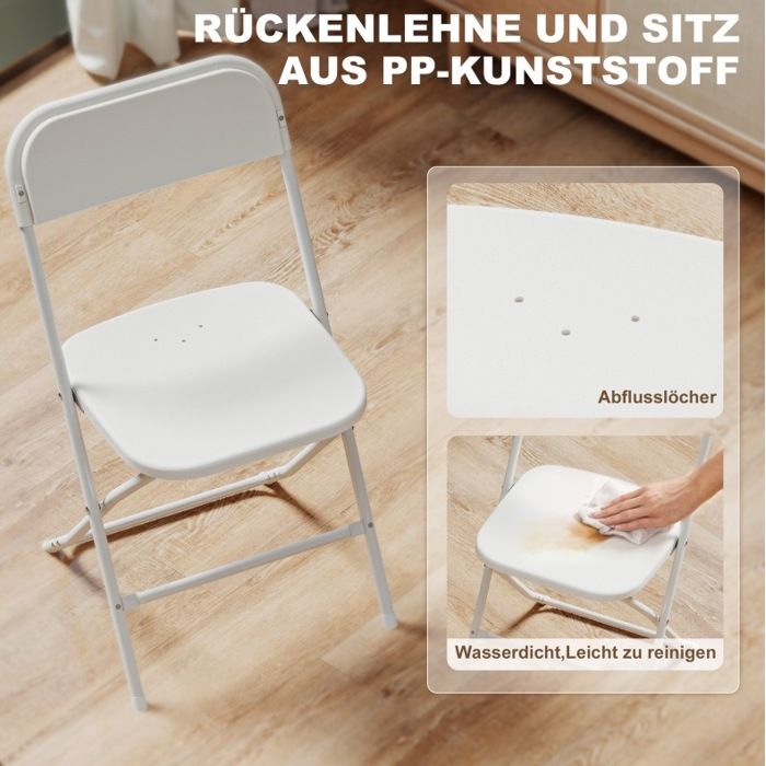 Chaise Pliante Lot De 6 Blanche Siege Pliable Moderne FloraGrace Pour Salle A Manger Ou Salon Sans Montage 45x49x79 5cm