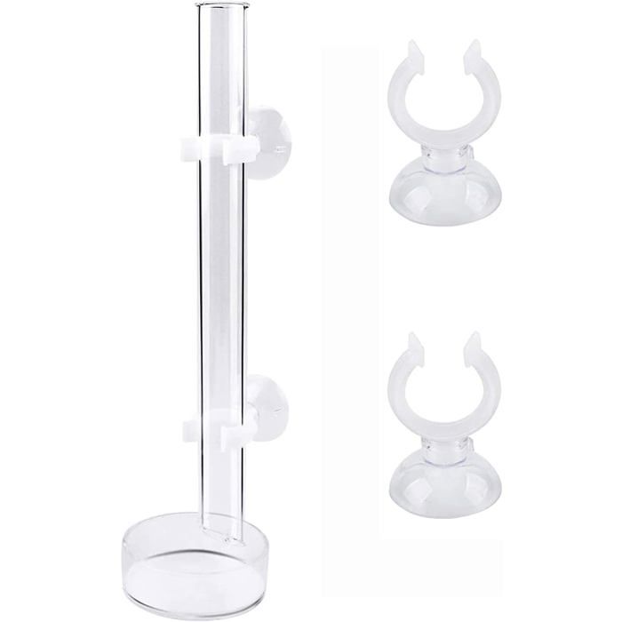 Tube dalimentation daquarium en verre pour poissons et crevettes avec bol dalimentation et 2 ventouses (20 cm)